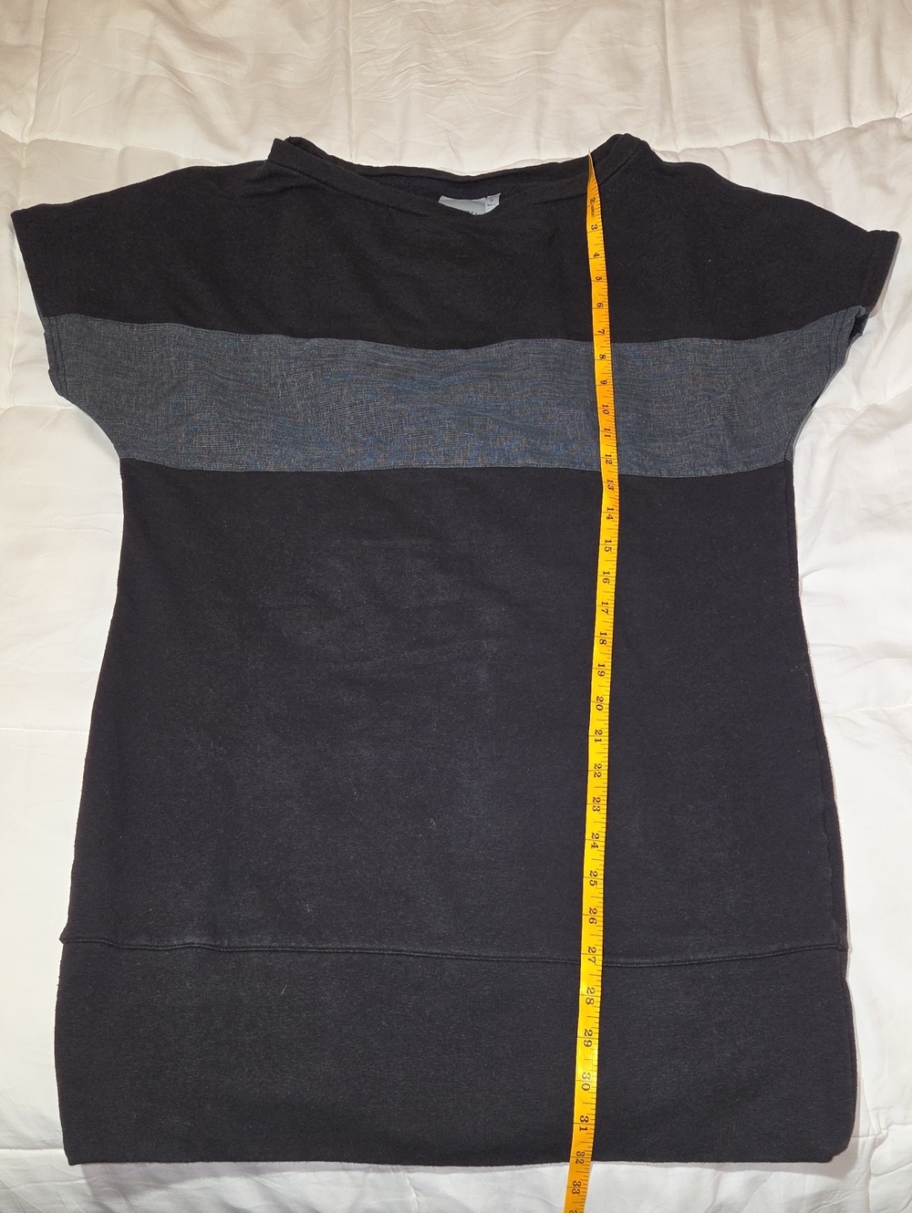 Athleta Black Sweatshirt Dress with Gray Chest Stripe